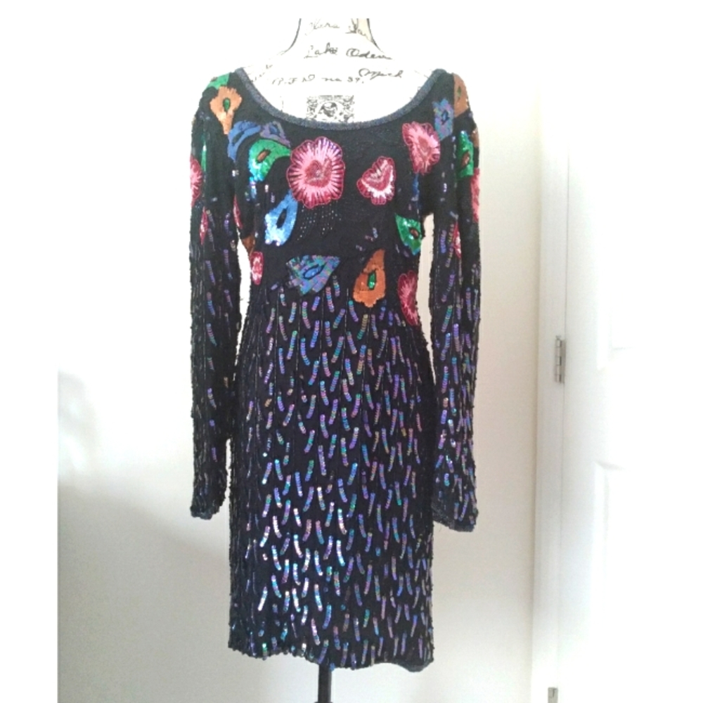 Vintage OH! JOHNNY silk beaded Dress